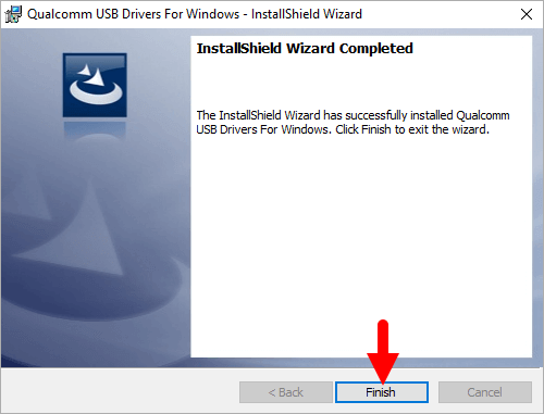 Qualcomm USB Driver Install Finish