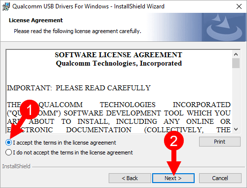 Qualcomm USB Driver Terms