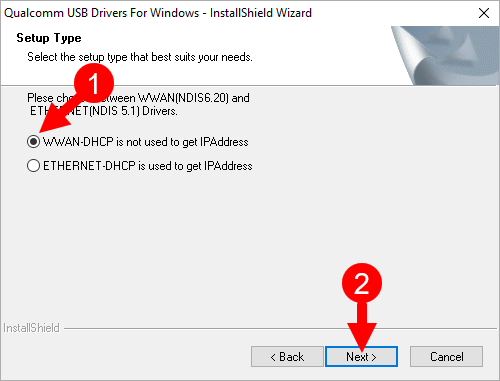 Qualcomm USB Driver WWAN DHCP